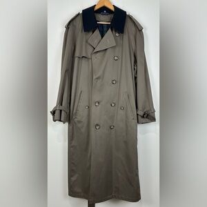 Vintage Chaps Ralph Lauren Men's 44R Trench Coat Wool Collar Belted Lined